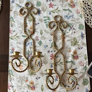 Vintage Elegant Gold Wall Candle Holders